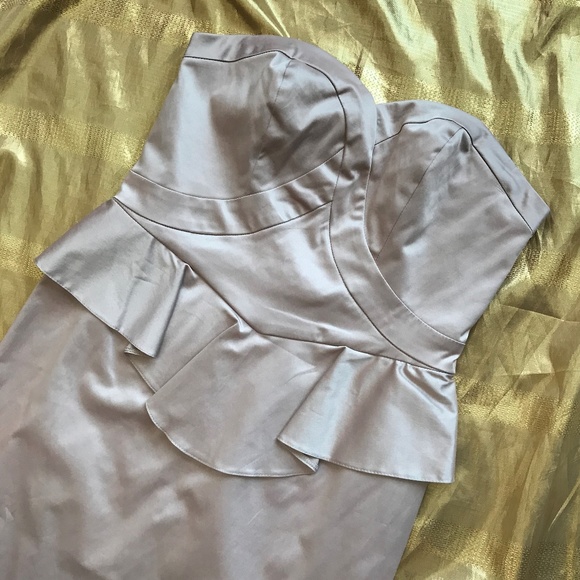 NEW! ASOS Champagne/Blush Peplum Strapless Dress - Picture 2 of 5